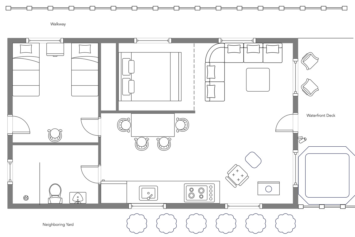 Floor plan layout of Hood Canal Cabin