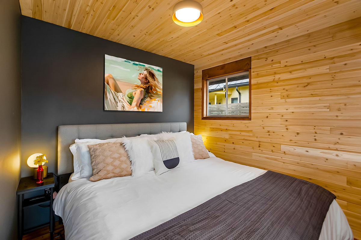 Water View King Bed at Hood Canal Cabin