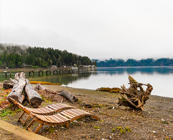 Waterfront deck with kayak and waterfront access